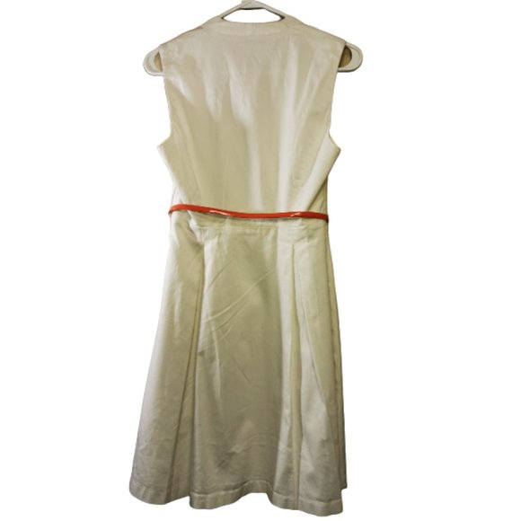 RW&CO., white dress with peach belt, size 4 - Picture 2 of 8